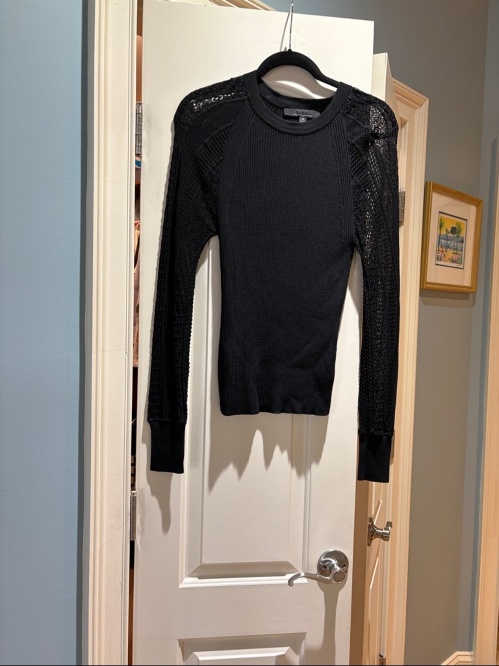 White House Black Market Black Long Sleeve Crewneck Sweater